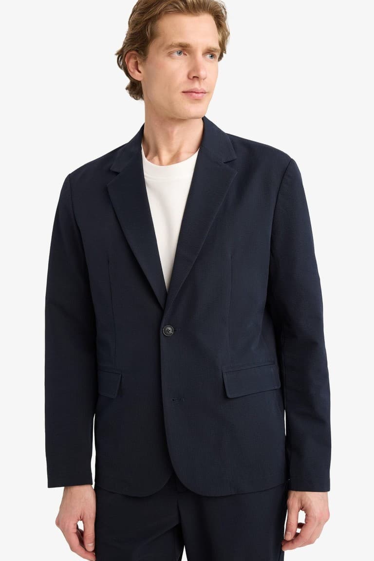 Modern Fitted Crinkle Blazer Jacket