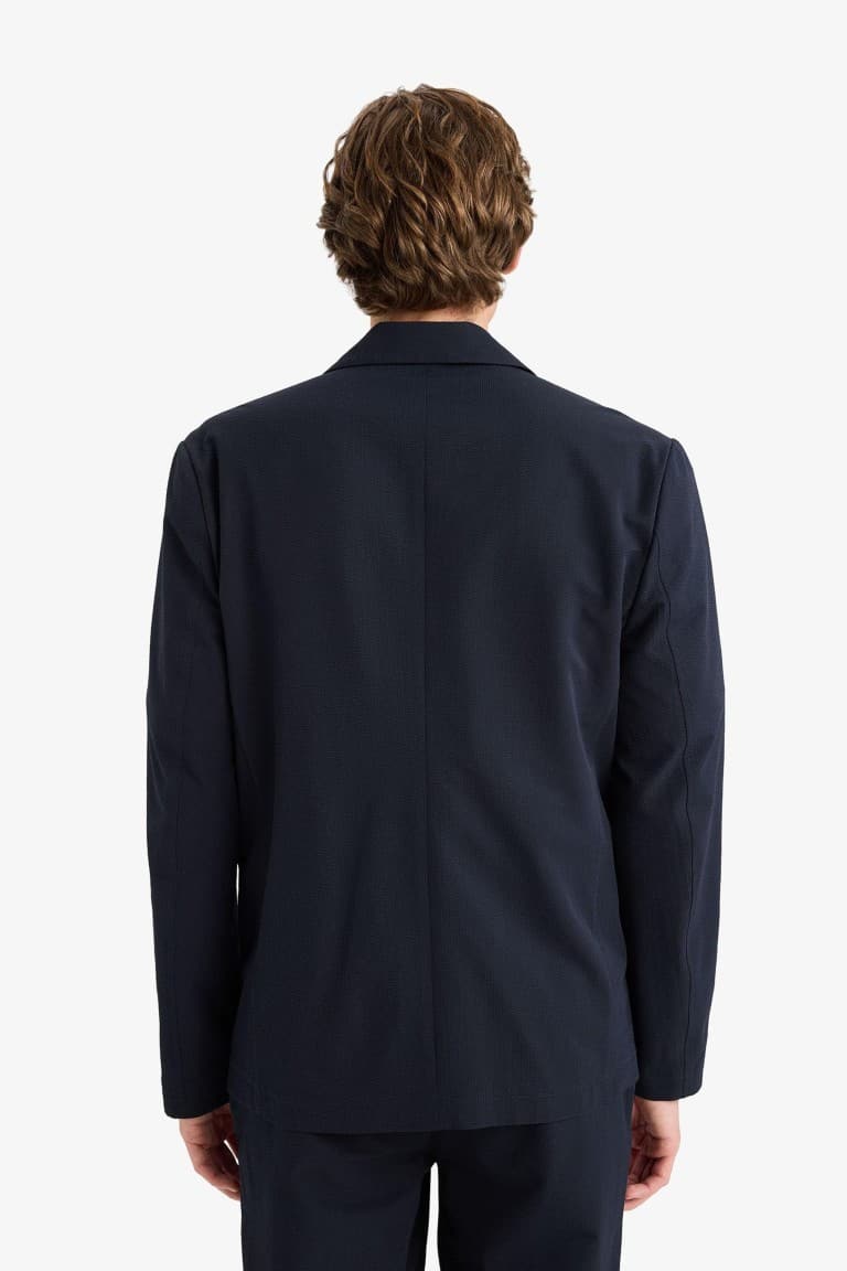 Modern Fitted Crinkle Blazer Jacket