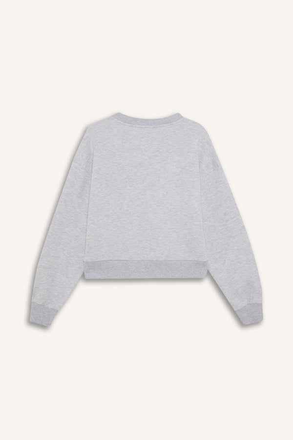 Loose Fit V-Neck Embroidered Sweatshirt