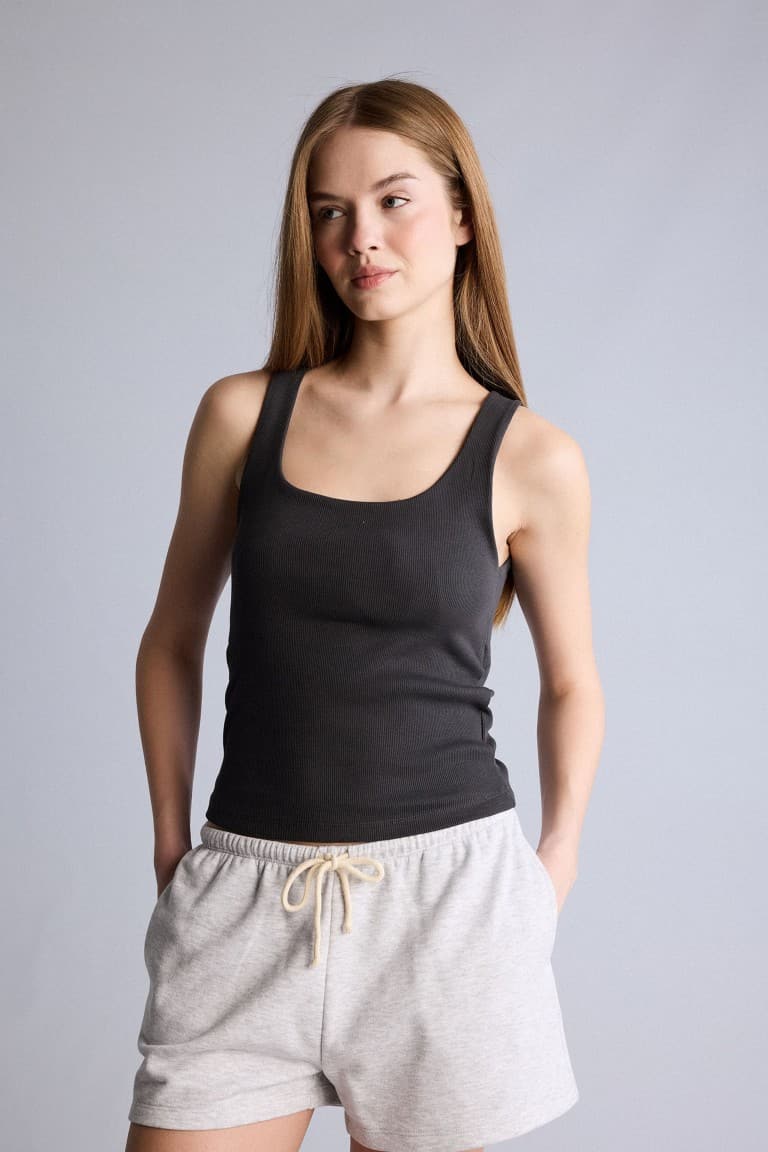 U Neck Strappy Rib Undershirt
