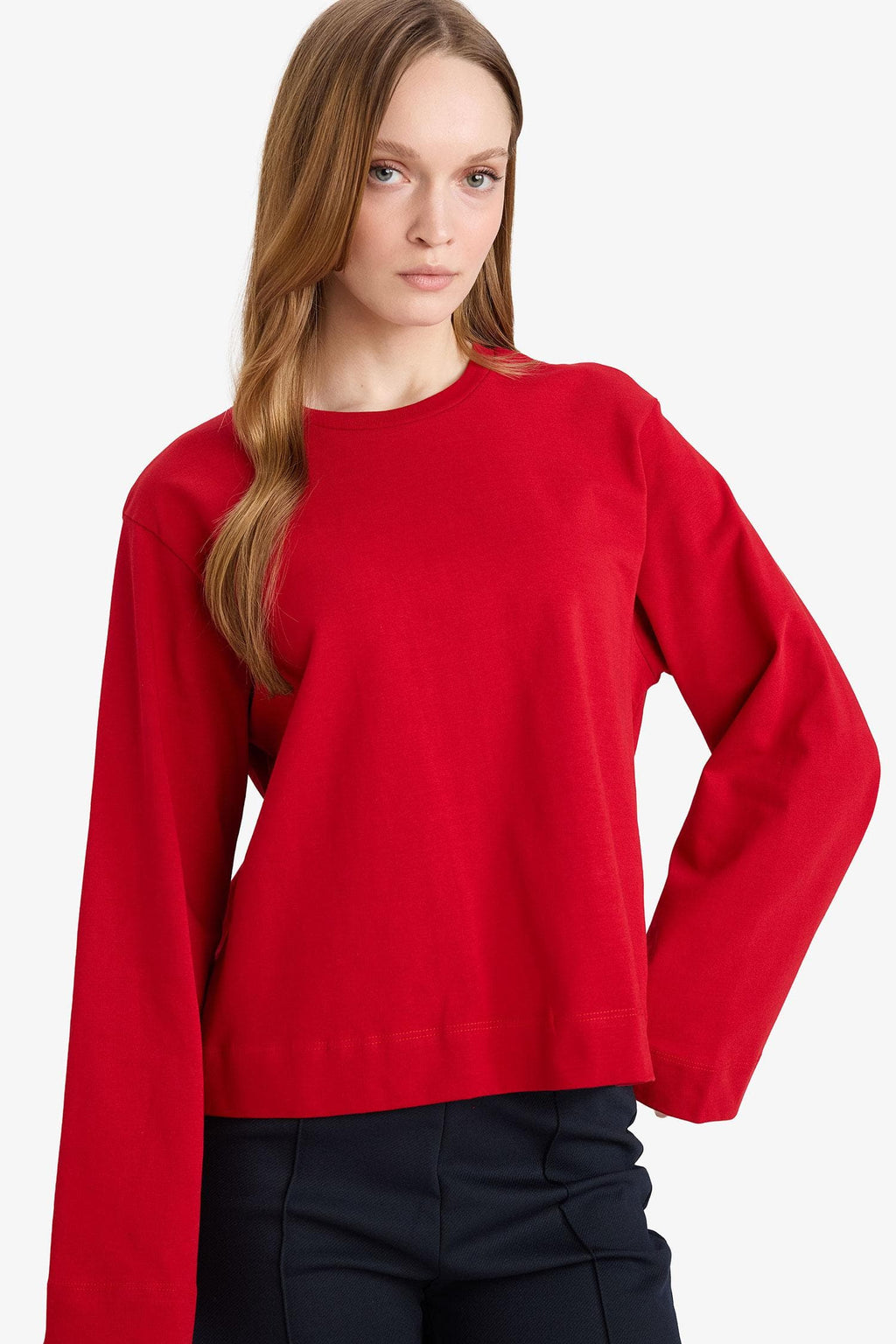 Regular Fit Crew Neck Long Sleeve T-Shirt Tunic