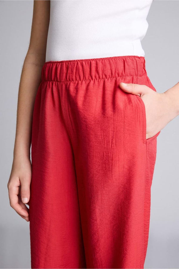 Straight Wide Wide Leg Pocket Crincile Viscose Pants Girls