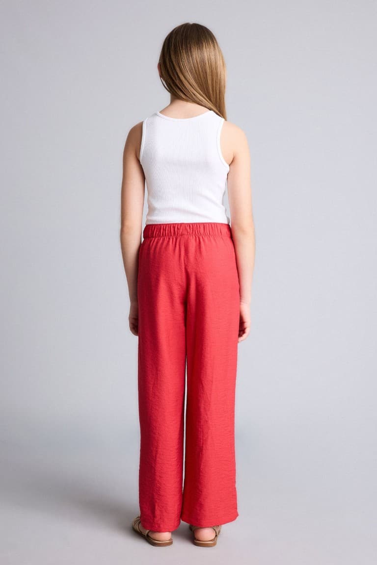 Straight Wide Wide Leg Pocket Crincile Viscose Pants Girls