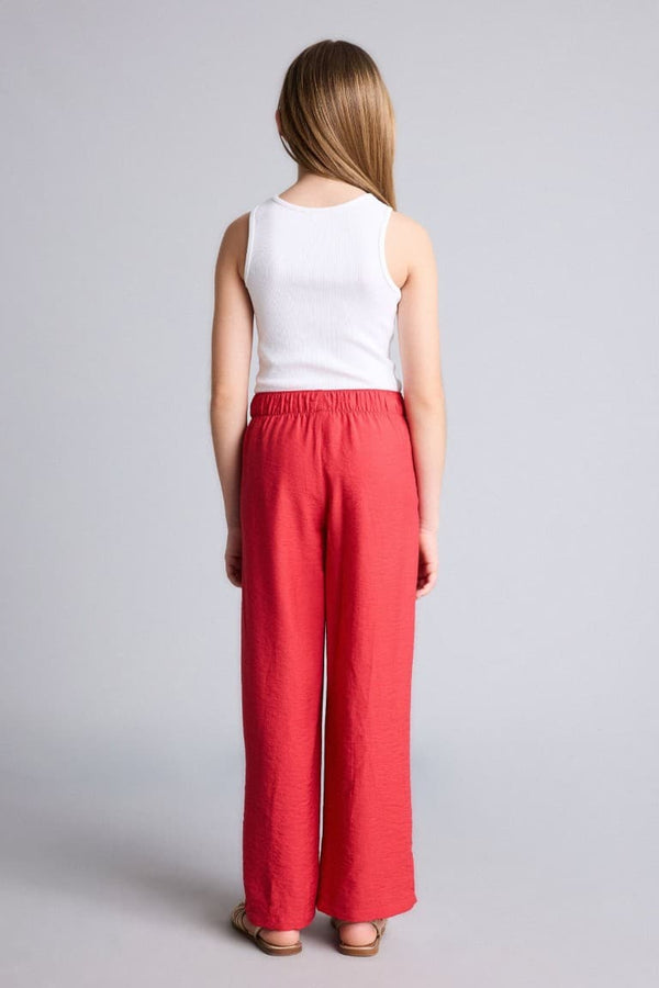 Straight Wide Wide Leg Pocket Crincile Viscose Pants Girls