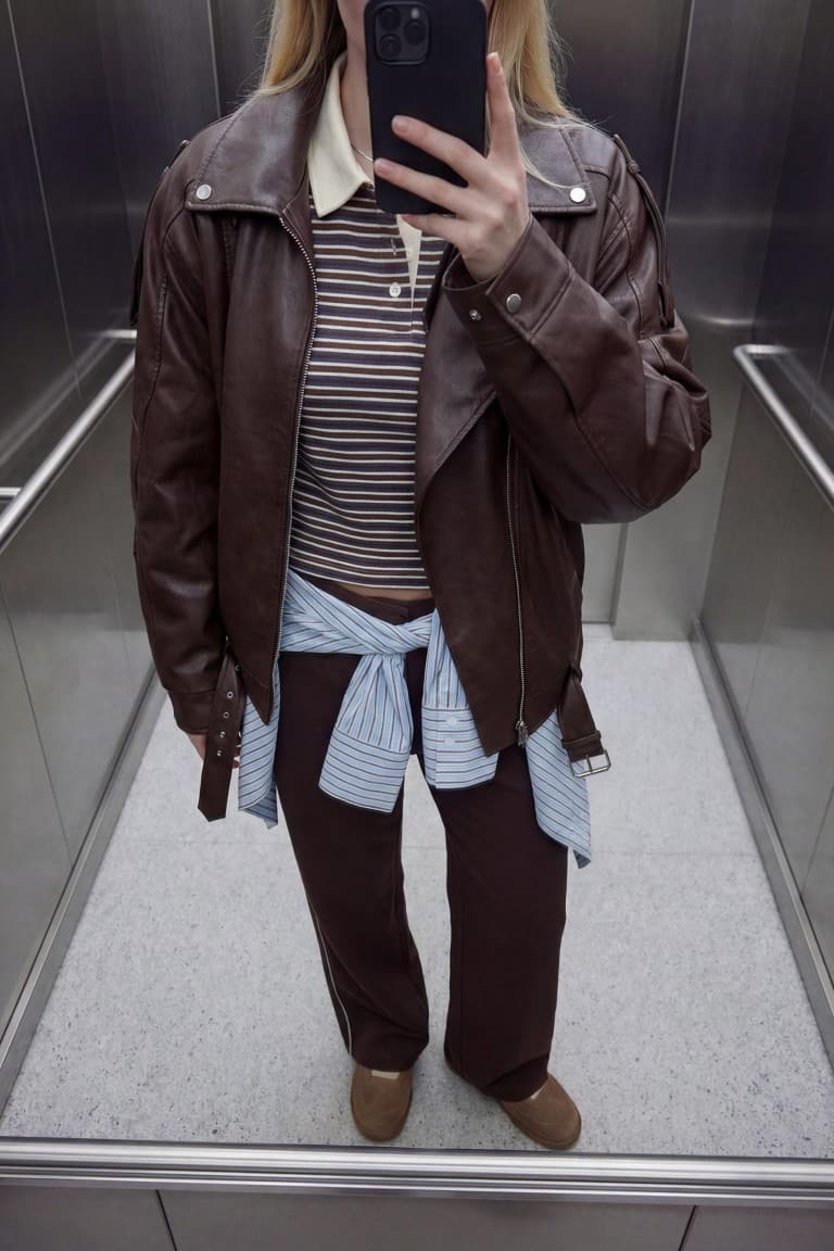 Waterproof Relax Fit Faux Leather Jacket