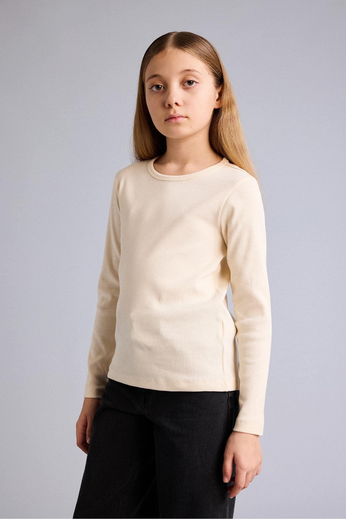 Slim Fit, Crew Neck, Corduroy, Long Sleeve T-Shirt, Girl Main image