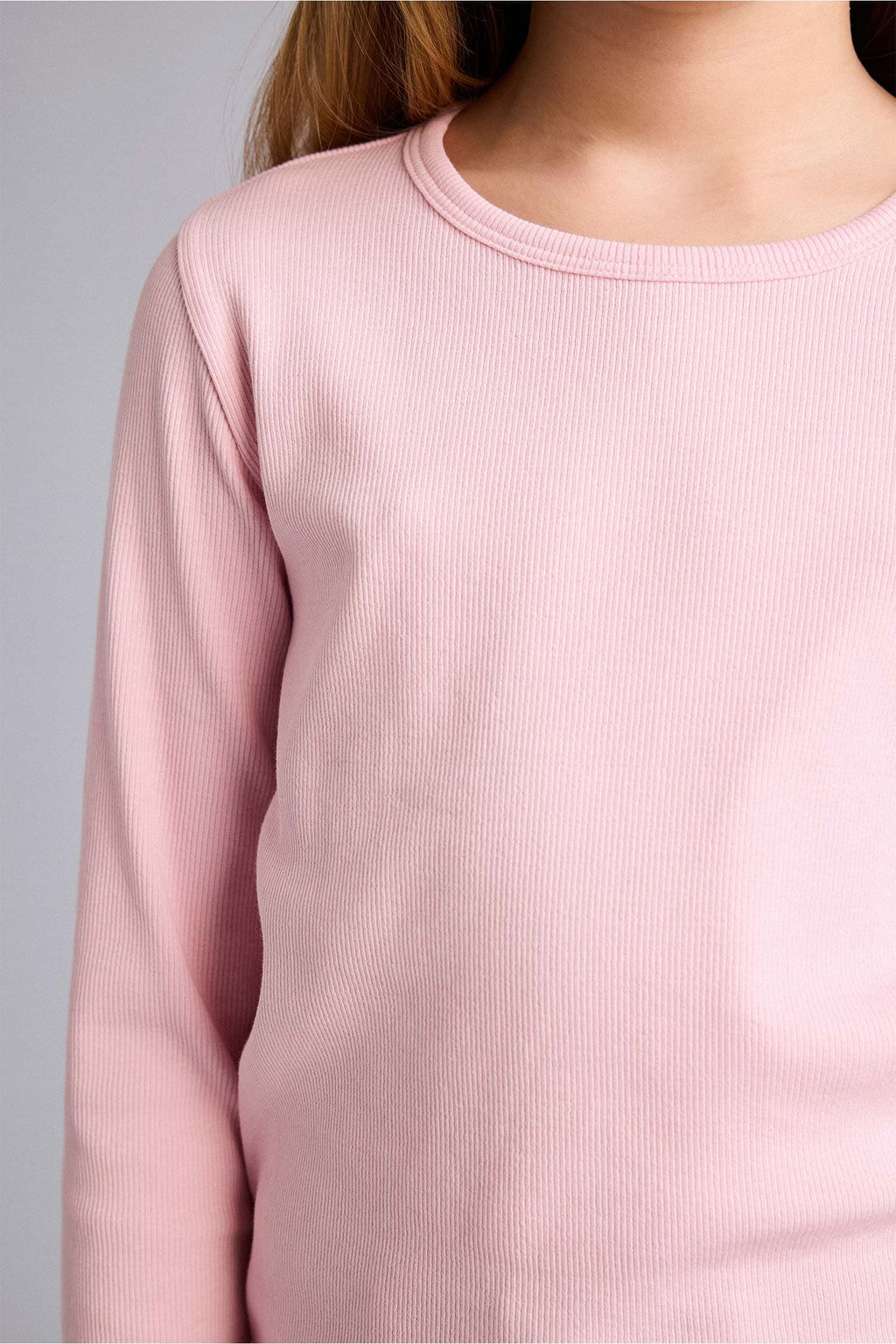 Slim Fit, Crew Neck, Corduroy, Long Sleeve T-Shirt, Girl