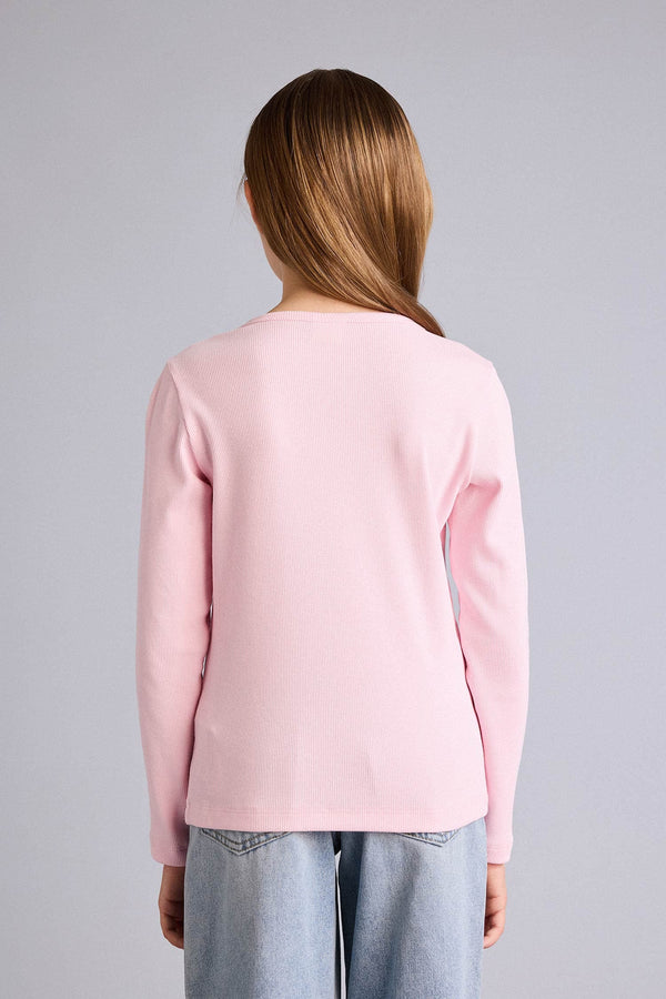 Slim Fit, Crew Neck, Corduroy, Long Sleeve T-Shirt, Girl