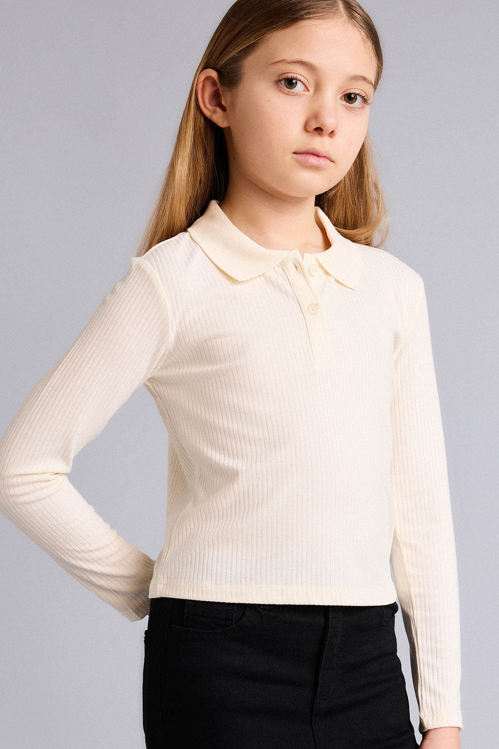 Slım Fit Polo Collar Ribbed Camisole T-Shirt Girl