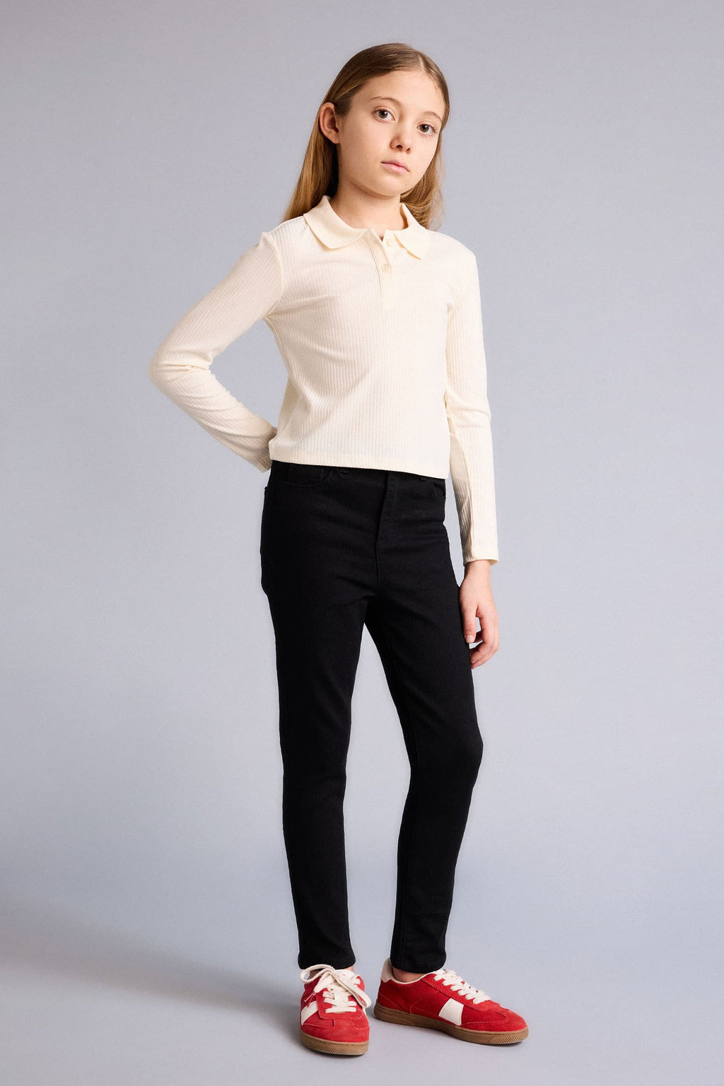 Slım Fit Polo Collar Ribbed Camisole T-Shirt Girl