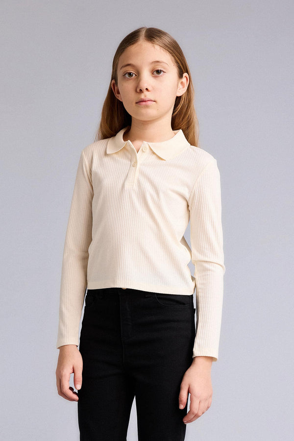 Slım Fit Polo Collar Ribbed Camisole T-Shirt Girl