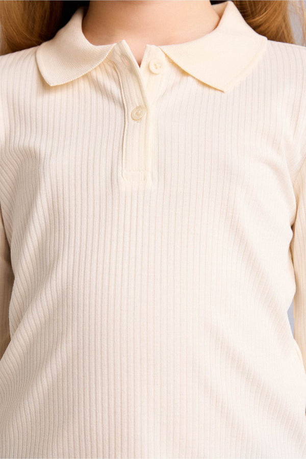 Slım Fit Polo Collar Ribbed Camisole T-Shirt Girl
