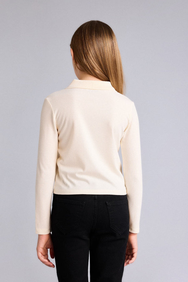 Slım Fit Polo Collar Ribbed Camisole T-Shirt Girl