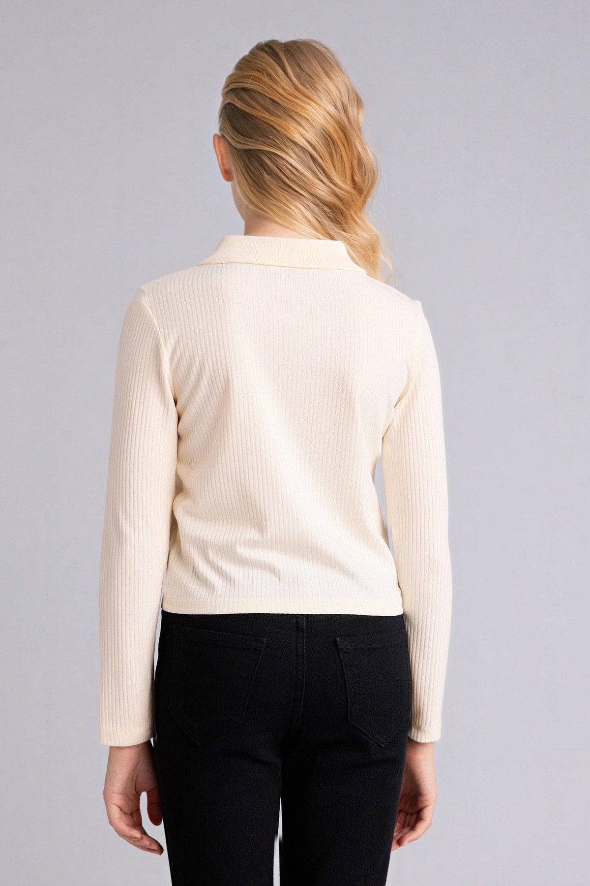 Slım Fit Polo Collar Ribbed Camisole T-Shirt Girl