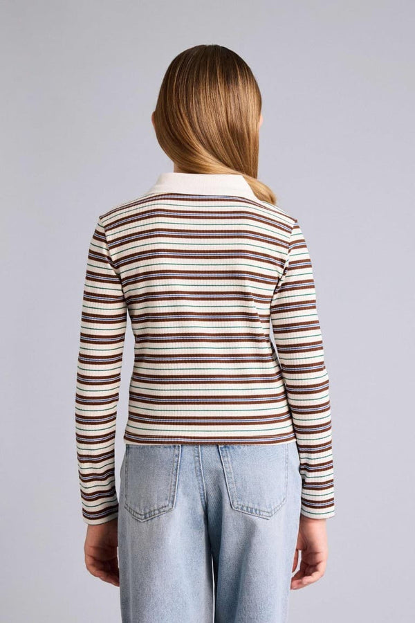 Slim Fit, Corduroy, Striped Camisole, Polo T-Shirt For Girls