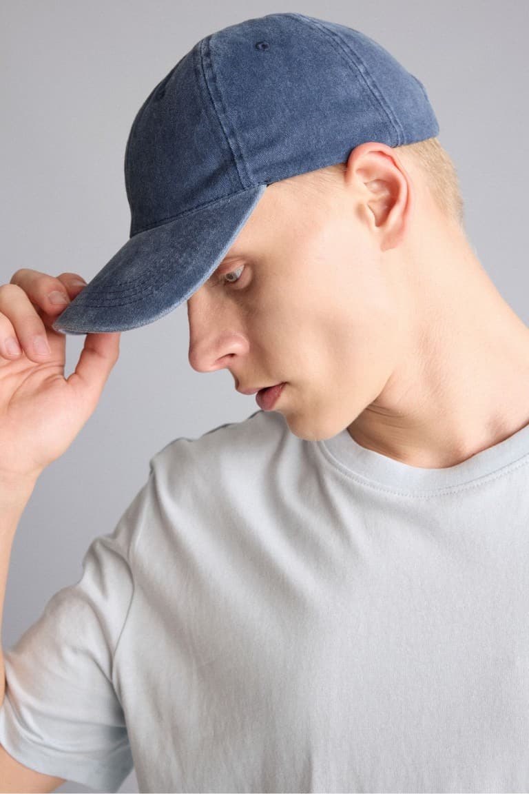 Mens Cotton Cap Navy Blue Hat