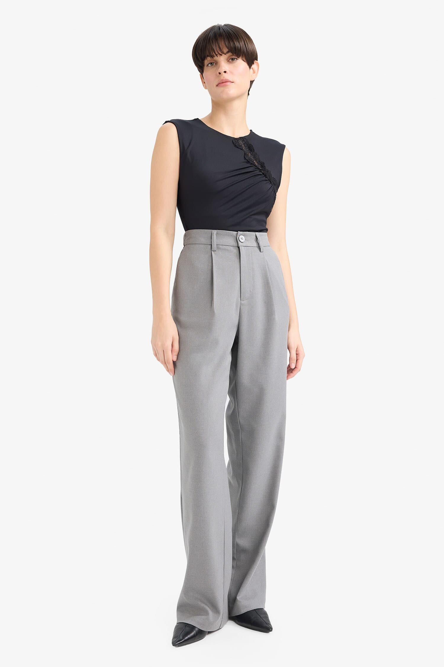 Straight Fit High Waist Long Trousers Secondary image