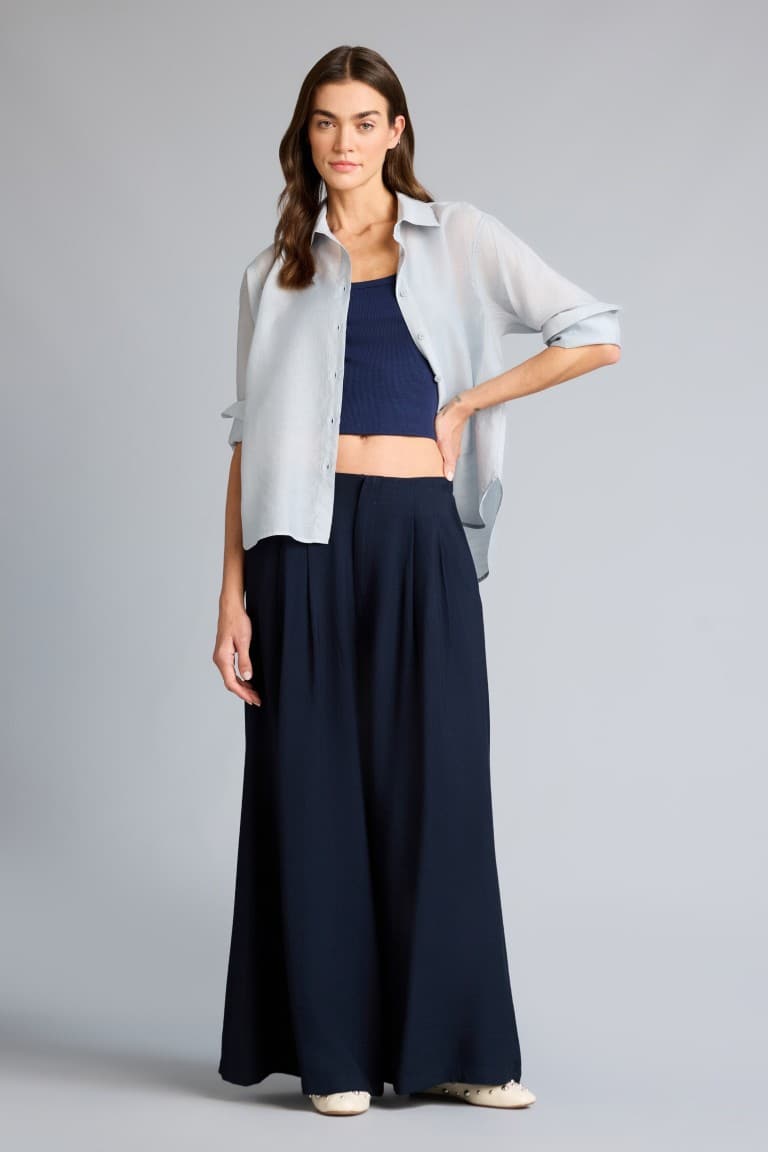 Culotte Double Pocket High Waist Flared Long Viscose Trousers Secondary image