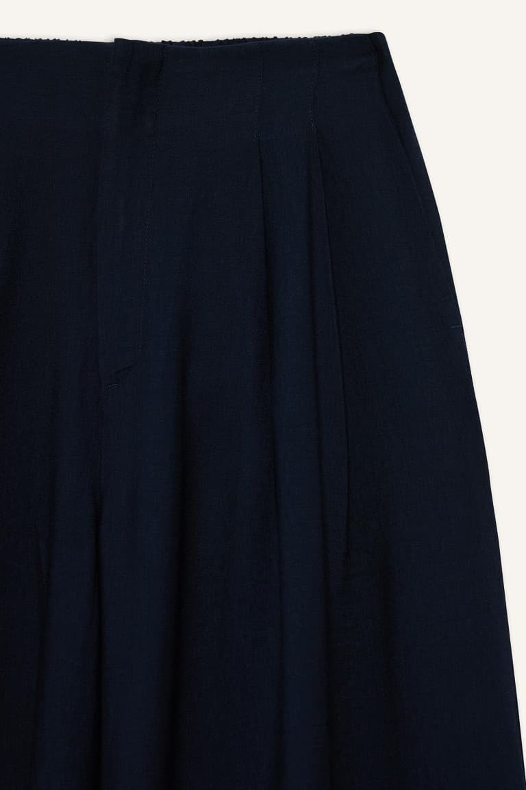 Culotte Double Pocket High Waist Flared Long Viscose Trousers