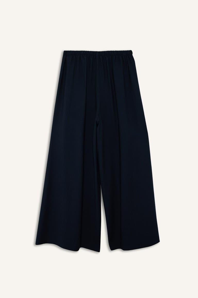 Culotte Double Pocket High Waist Flared Long Viscose Trousers