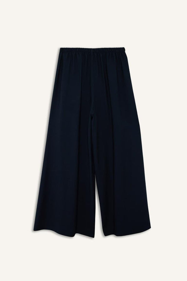 Culotte Double Pocket High Waist Flared Long Viscose Trousers