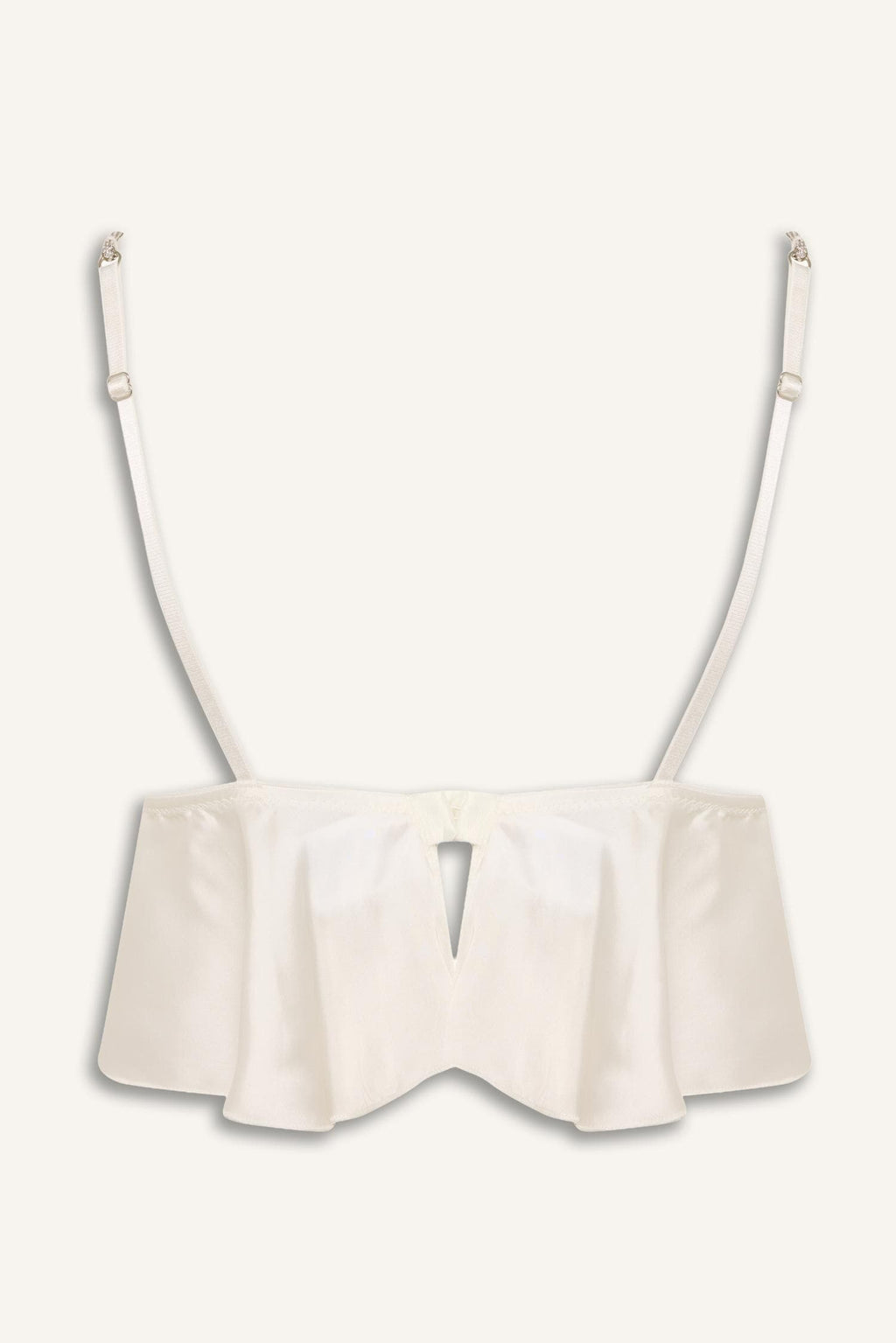 Regular Fit Satin Ecru Strappy Pajama Top