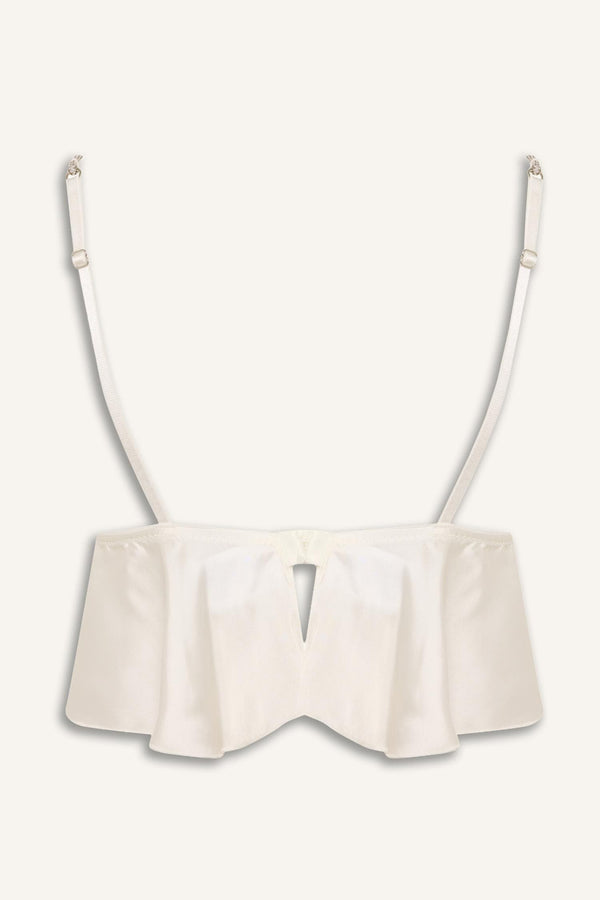Regular Fit Satin Ecru Strappy Pajama Top