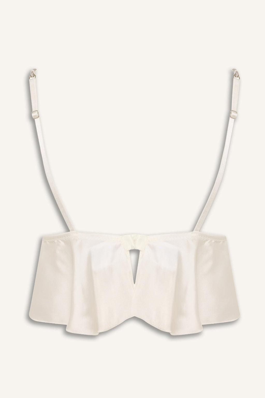 Regular Fit Satin Ecru Strappy Pajama Top