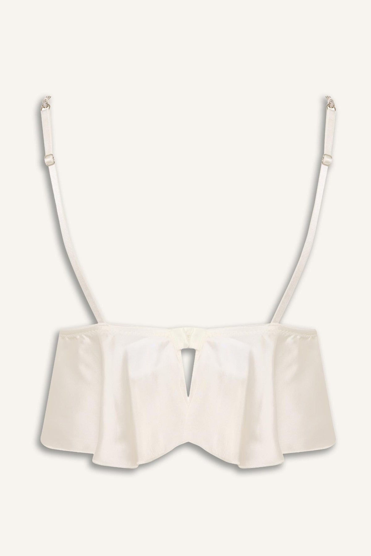 Regular Fit Satin Ecru Strappy Pajama Top