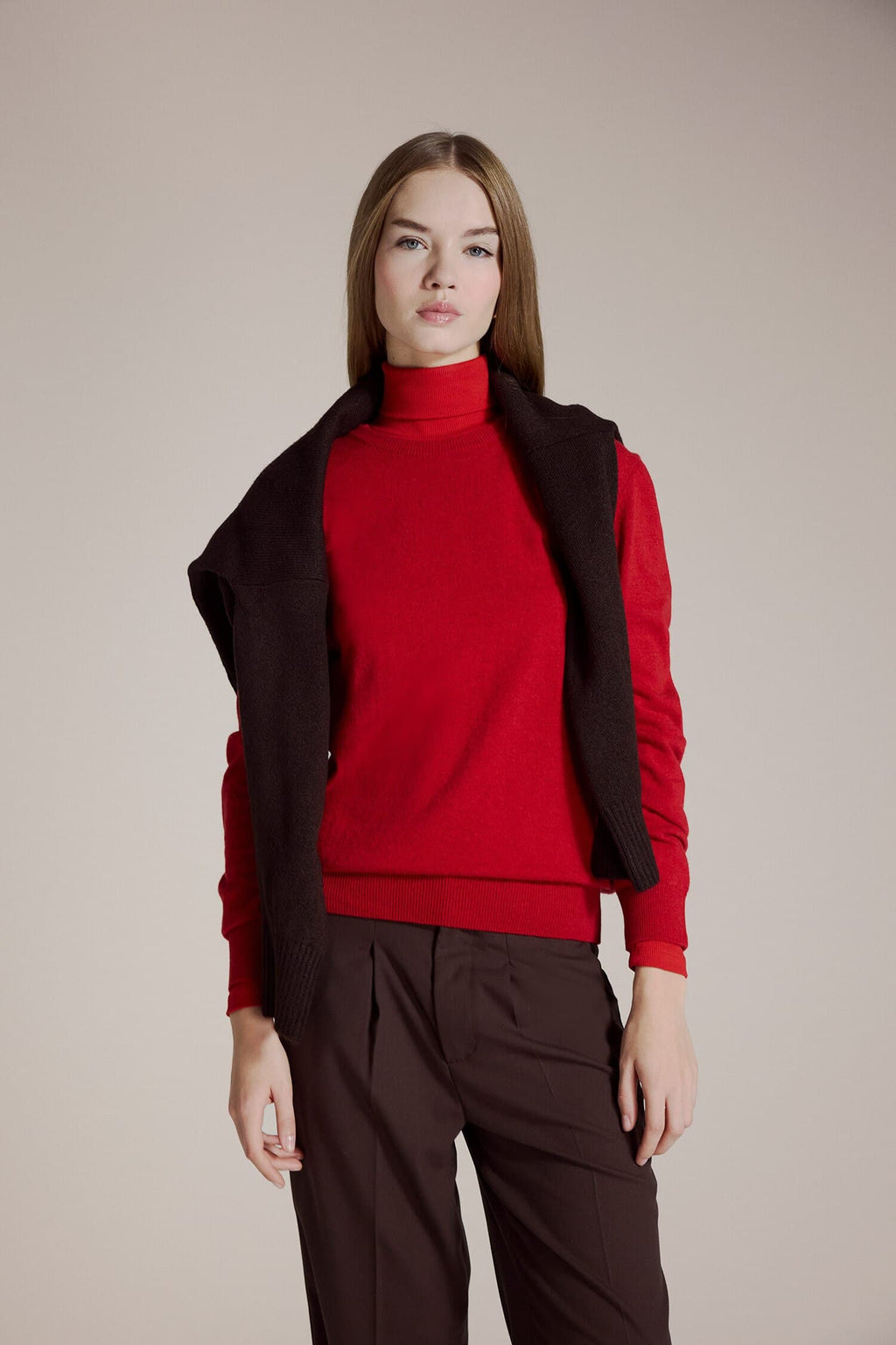 Wool Blend Crew Neck Knitwear Sweater