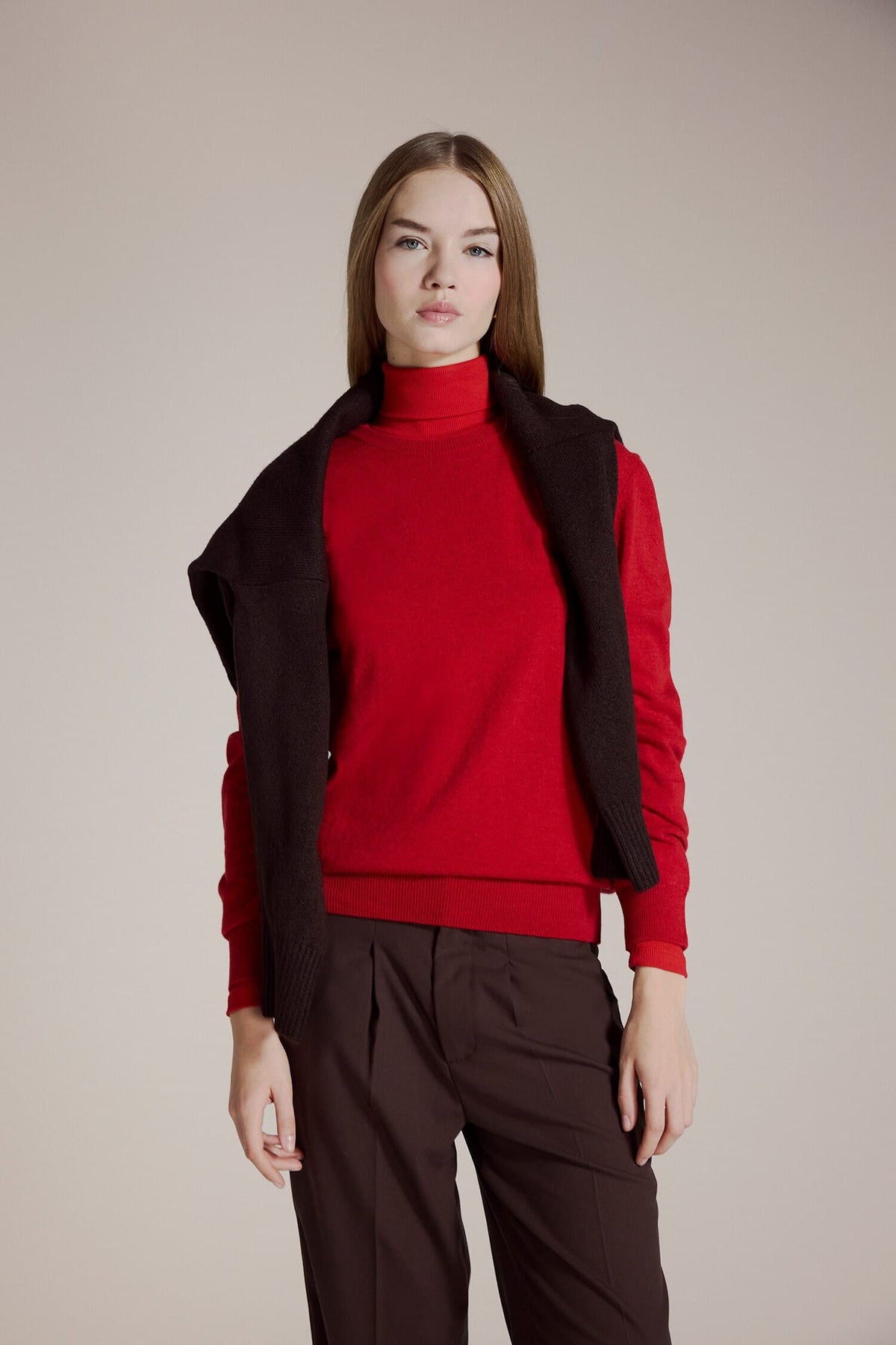 Wool Blend Crew Neck Knitwear Sweater