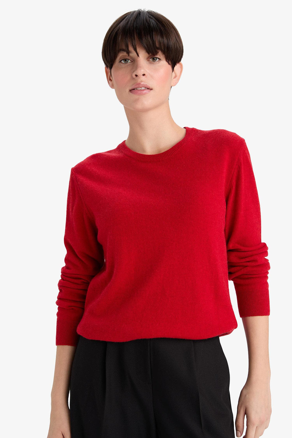 Wool Blend Crew Neck Knitwear Sweater