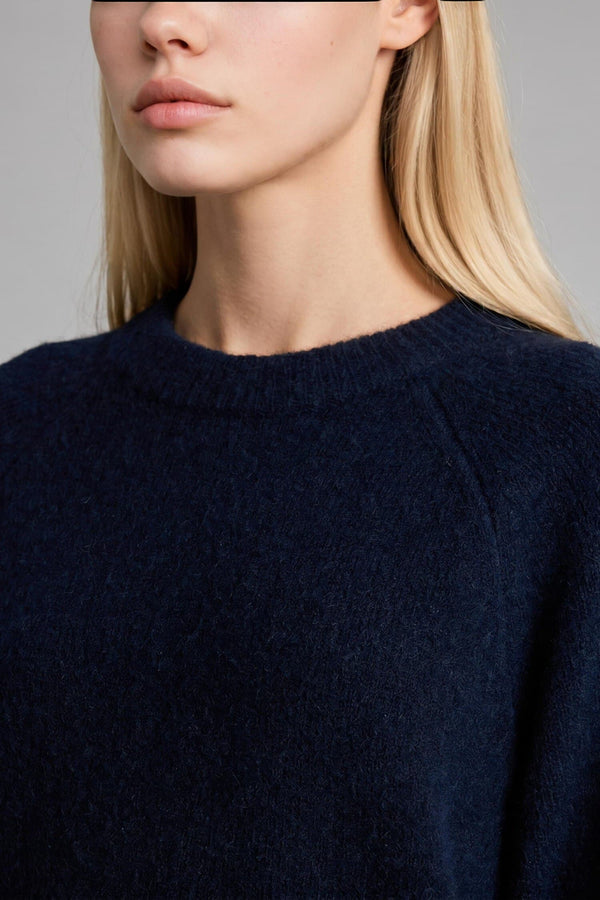 Wool Blend Crew Neck Thick Knit Sweater