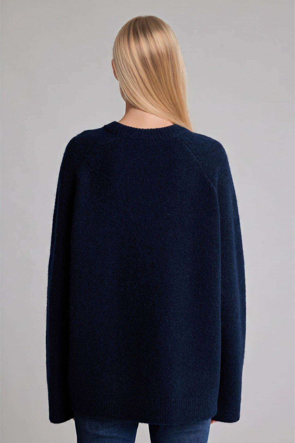 Wool Blend Crew Neck Thick Knit Sweater