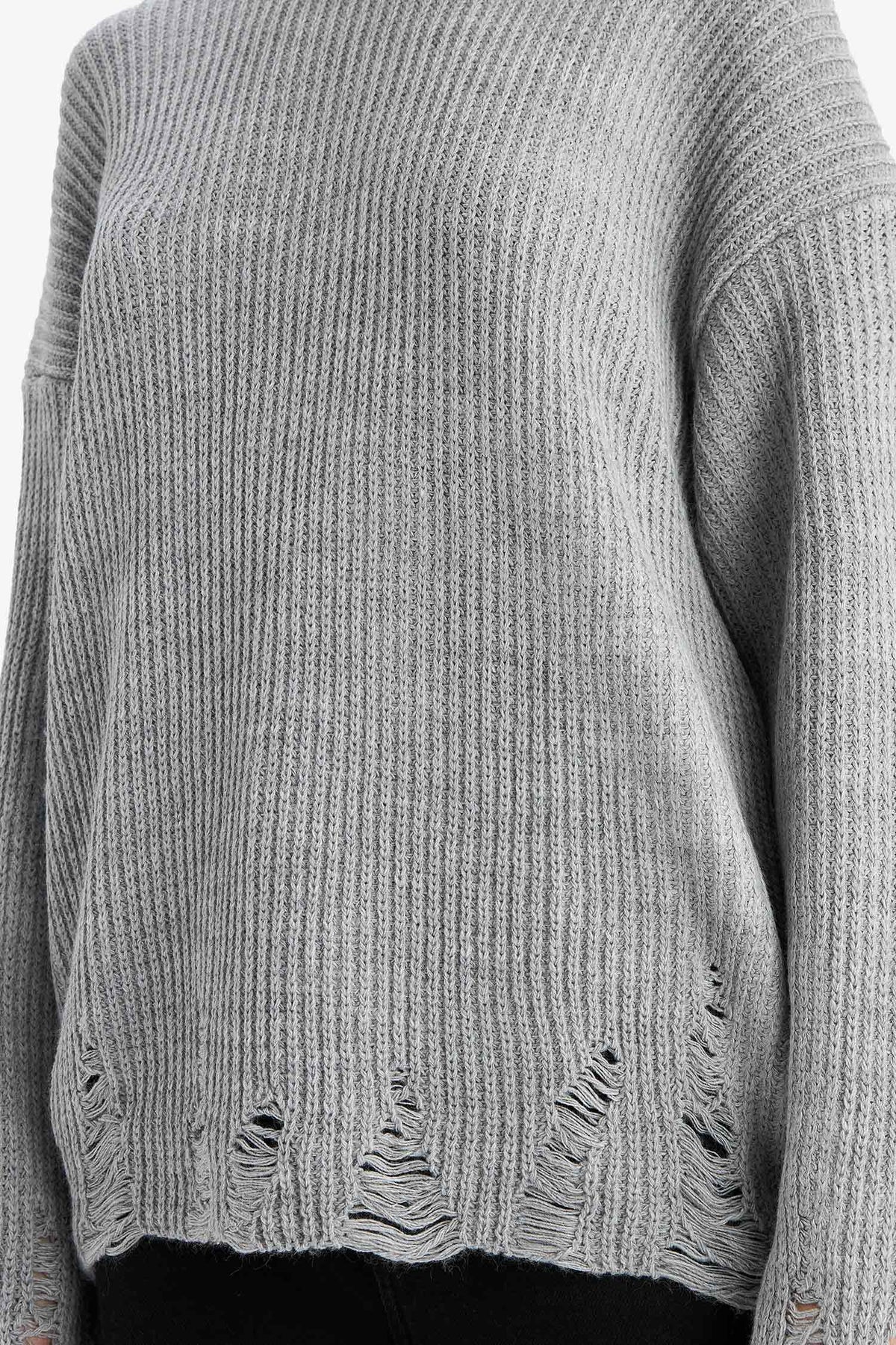 Oversize Wide Pattern Crew Neck Sweater