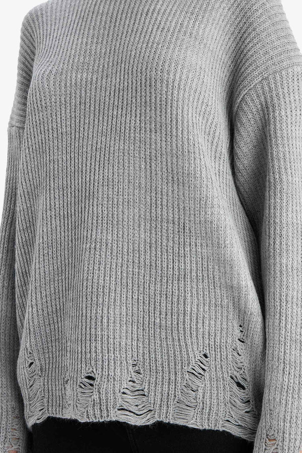 Oversize Wide Pattern Crew Neck Sweater
