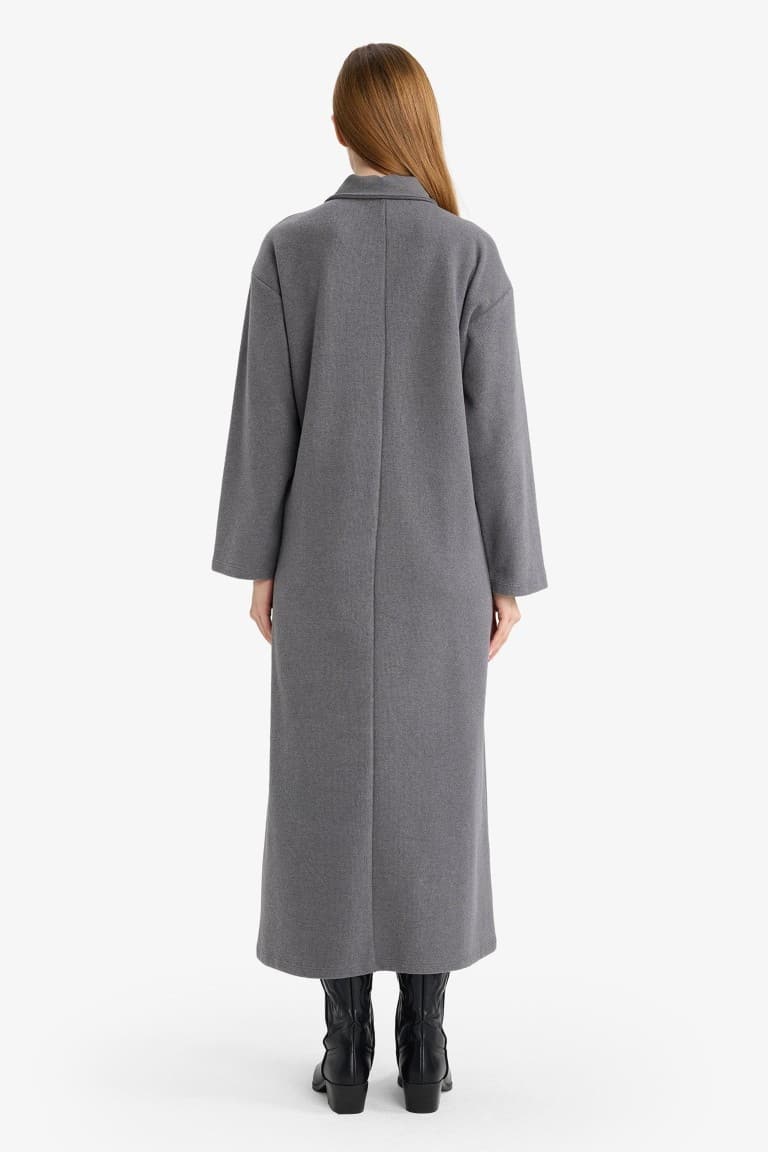 Regular Fit Polo Collar Long Sleeve Maxi Dress