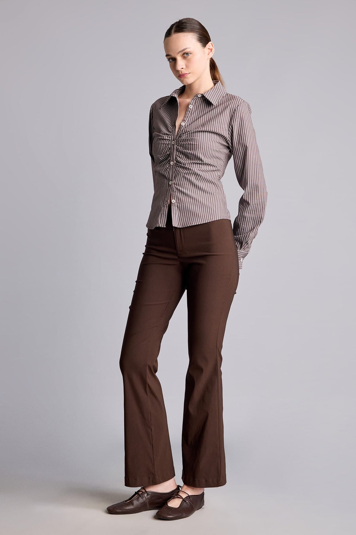 Flare Fit Zippered Regular Waist Bengalin Pants