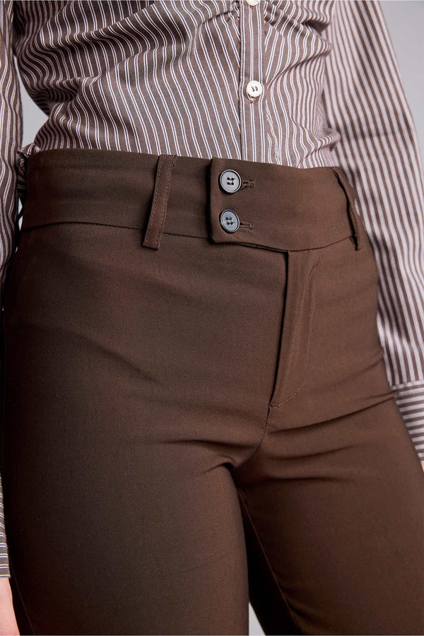 Flare Fit Zippered Regular Waist Bengalin Pants