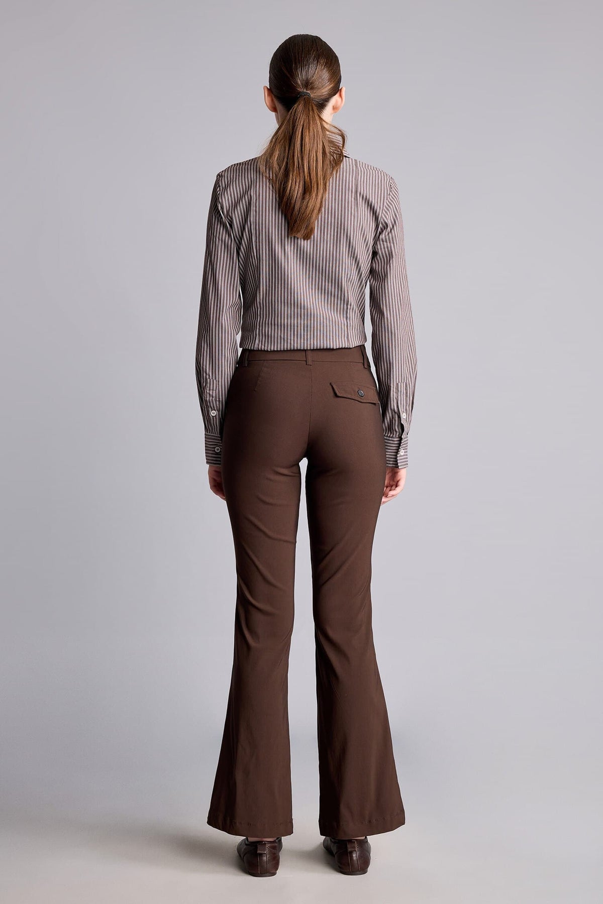 Flare Fit Zippered Regular Waist Bengalin Pants