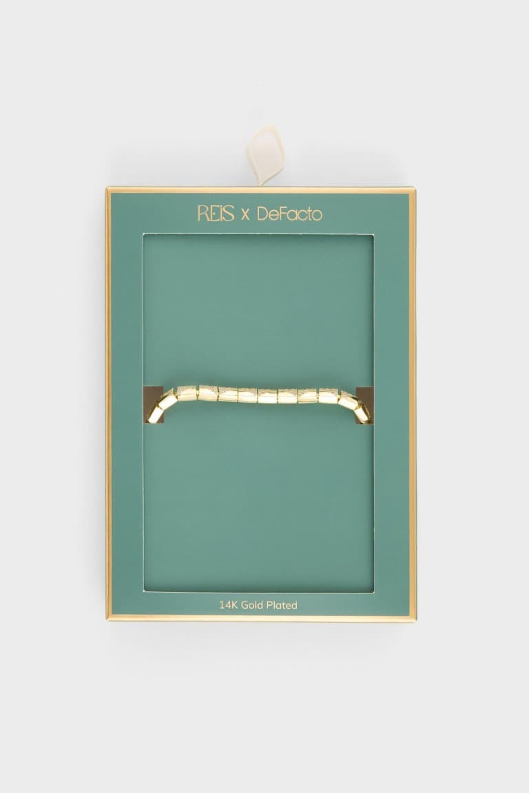 Reis X DeFacto Rectangle Patterned Gold Bracelet