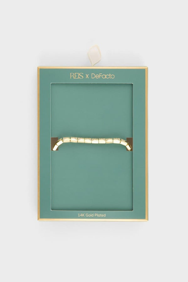 Reis X DeFacto Rectangle Patterned Gold Bracelet