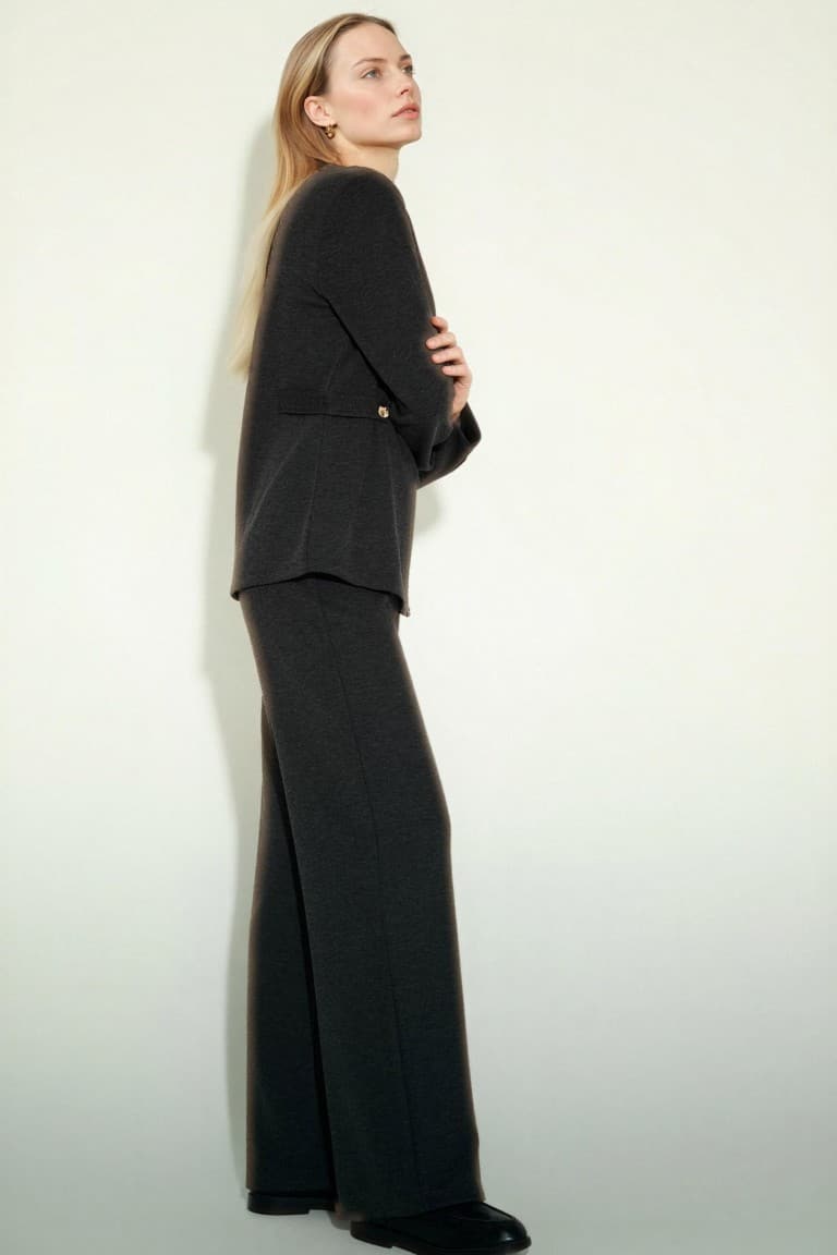Straıght Fit Straight Leg Pique Trousers Secondary image