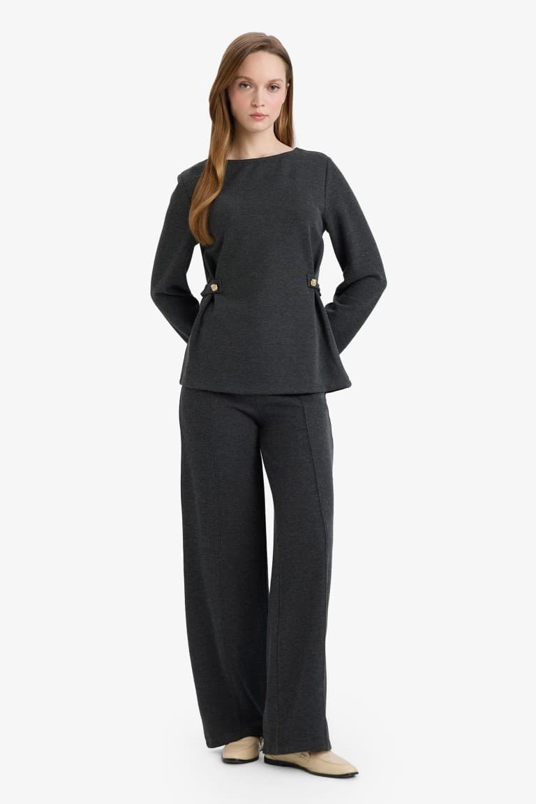 Straıght Fit Straight Leg Pique Trousers