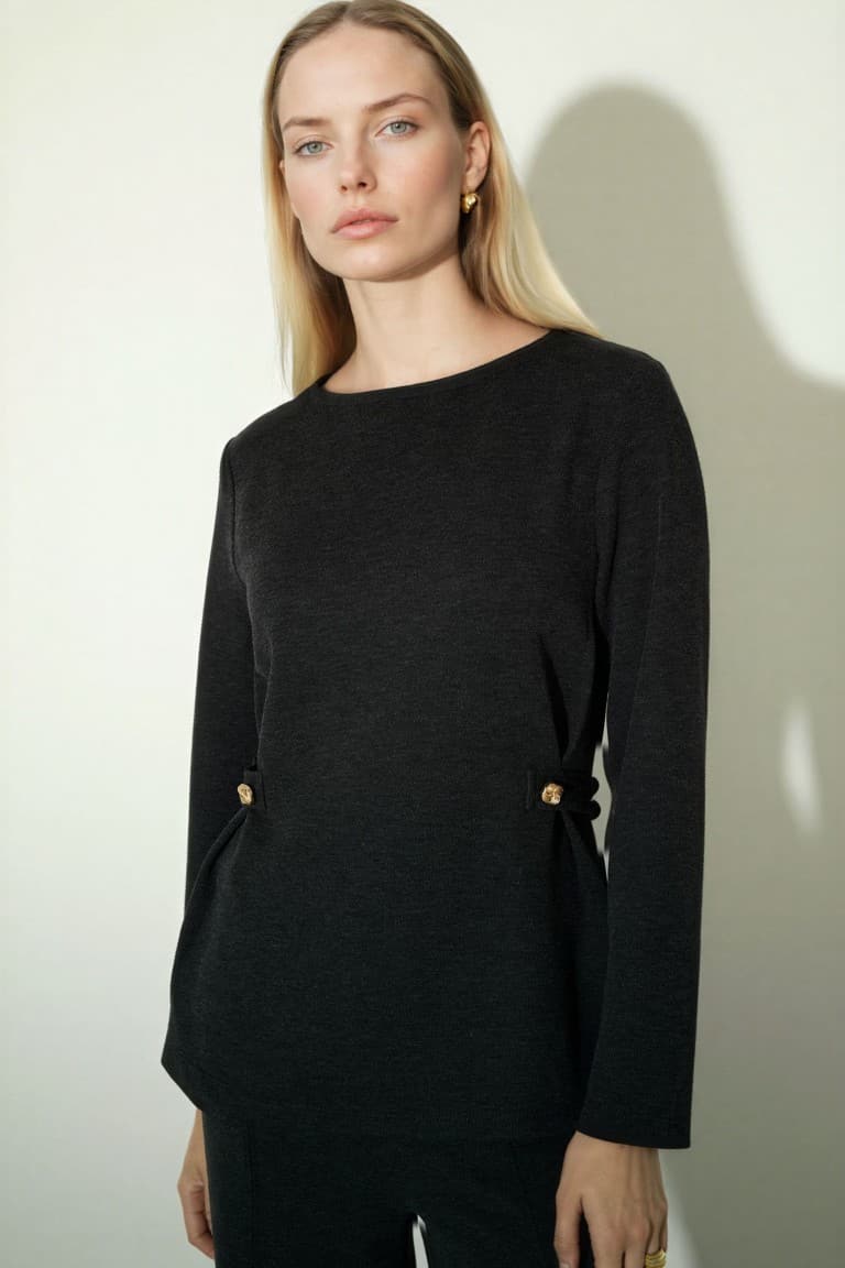 Regular Fit Boat Neck Pique Long Sleeve T-Shirt Main image