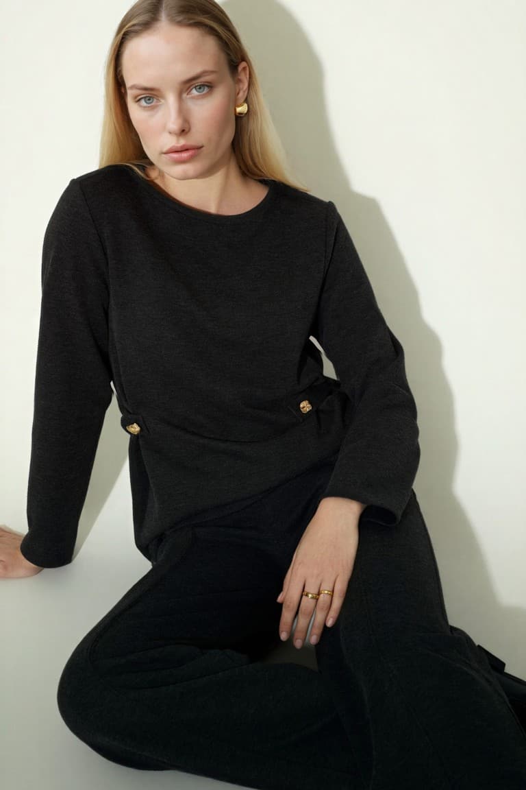 Regular Fit Boat Neck Pique Long Sleeve T-Shirt
