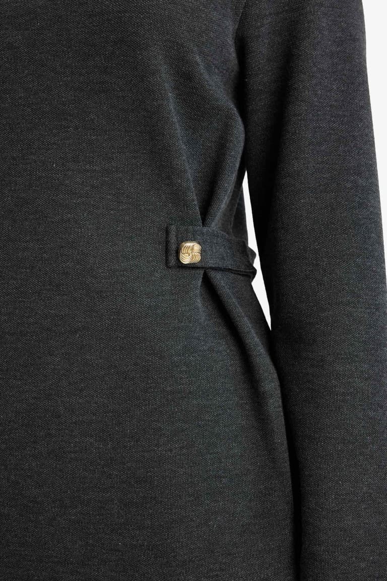 Regular Fit Boat Neck Pique Long Sleeve T-Shirt