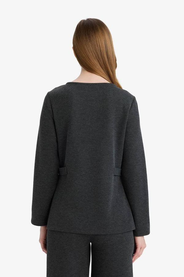 Regular Fit Boat Neck Pique Long Sleeve T-Shirt