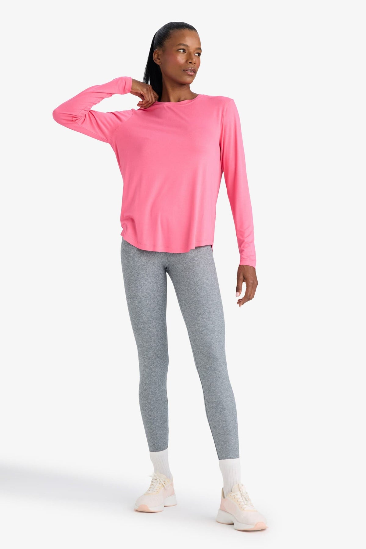 Standard Fit Crew Neck Athlete Long Sleeve T-Shirt