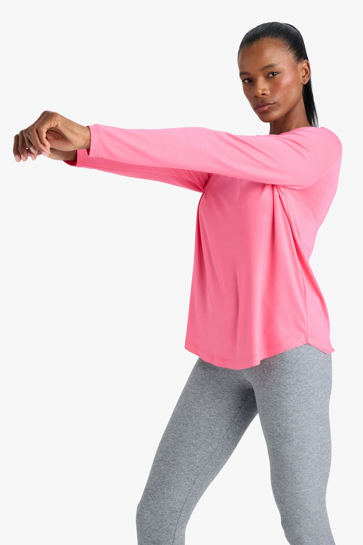 Standard Fit Crew Neck Athlete Long Sleeve T-Shirt